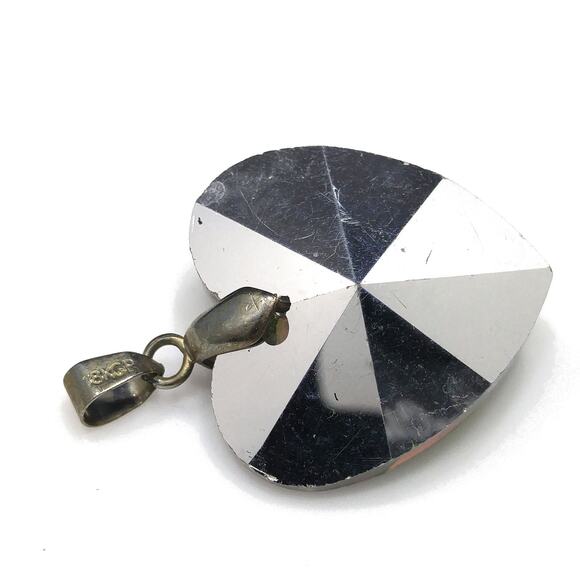 Vintage Crystal Heart Pendant,  18KGP Bail, 1960s Jewelry - Picture 3 of 10